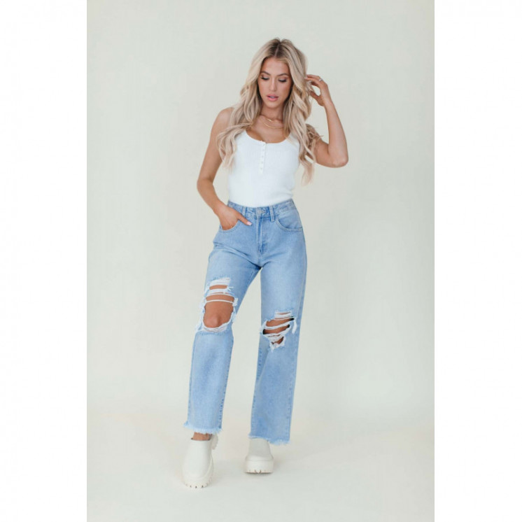 Distressed High Waist Mom Jeans