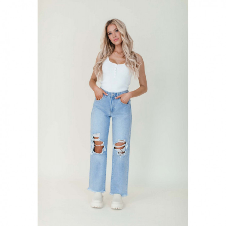 Distressed High Waist Mom Jeans