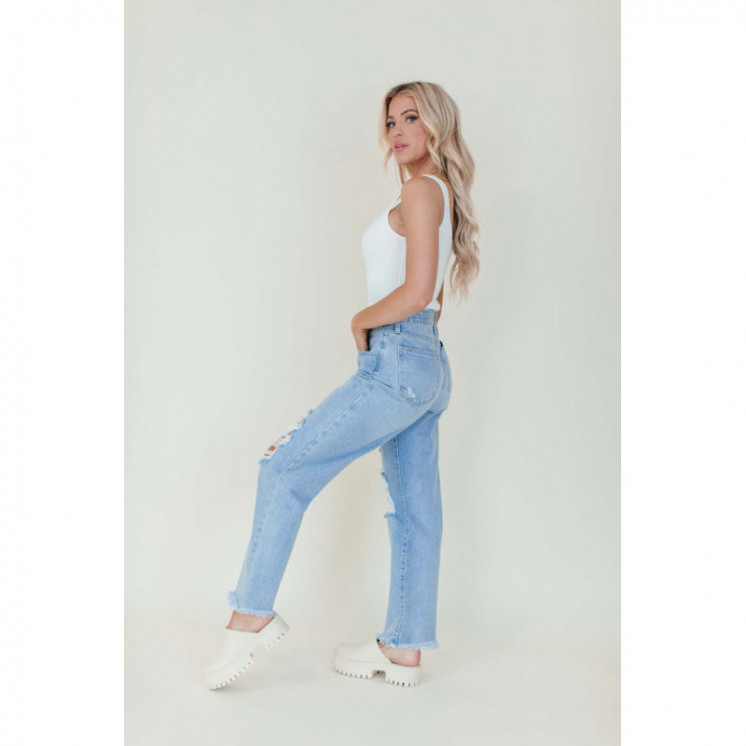 Distressed High Waist Mom Jeans