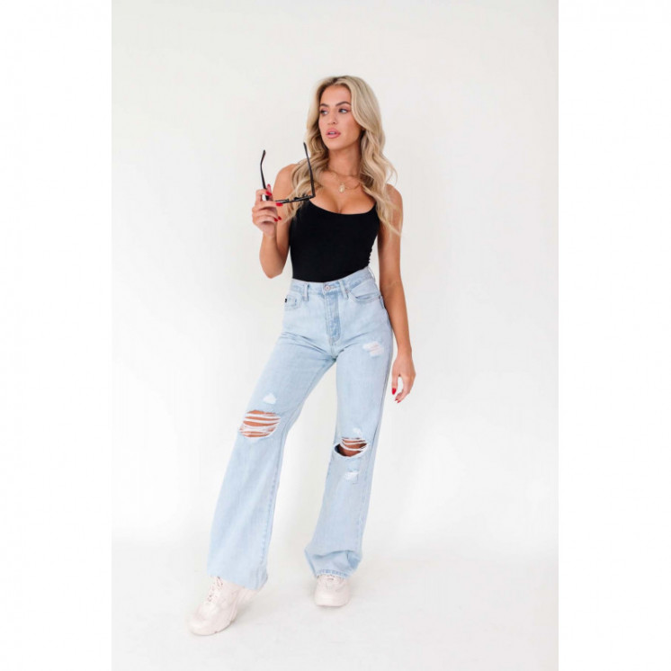 Distressed High Waist Flared Jeans