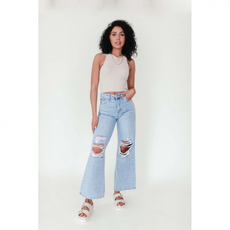 Distressed Wide Leg Jeans