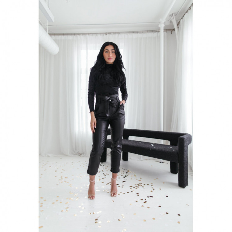 Faux Leather Paperbag Trousers