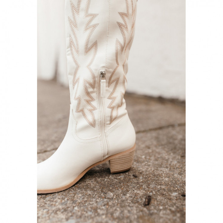 Knee High Cowboy Boots - White