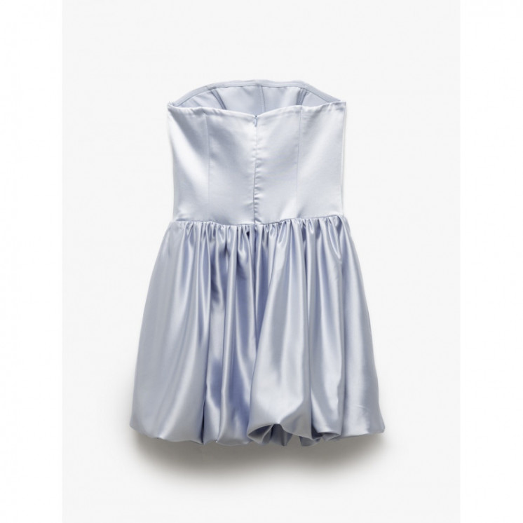 Strapless Neckline Sleeveless Satin Mini Balloon Dress